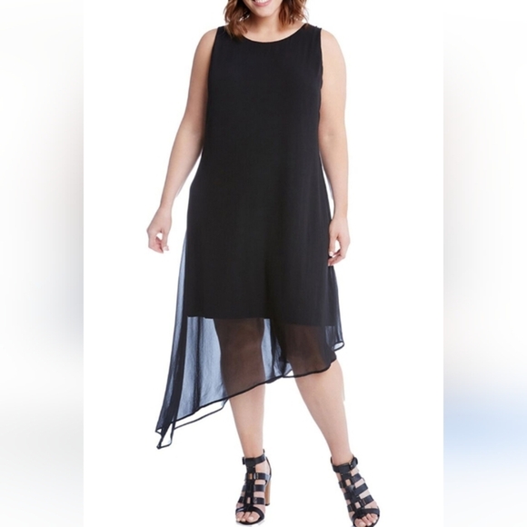 NWT Karen Kane Asymmetrical Overlay Shift Dress Size 0X - Picture 1 of 9